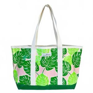 NEW LILIBRIDGE women's the forevermore beach bag in pink monstera